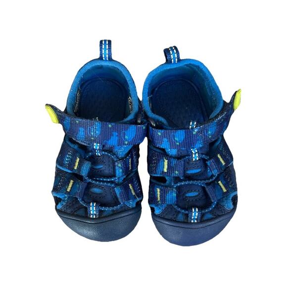 Unisex Toddler Keen Washable Sandals Newport H2 Blue Green Fish Pattern Size 5 - Picture 2 of 7